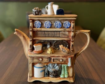 Vintage Novelty Swineside Ceramic Welsh Dresser Teapot, Large Vintage Teapot,Mother&#39;s Day Gift, Collectible Teapots,