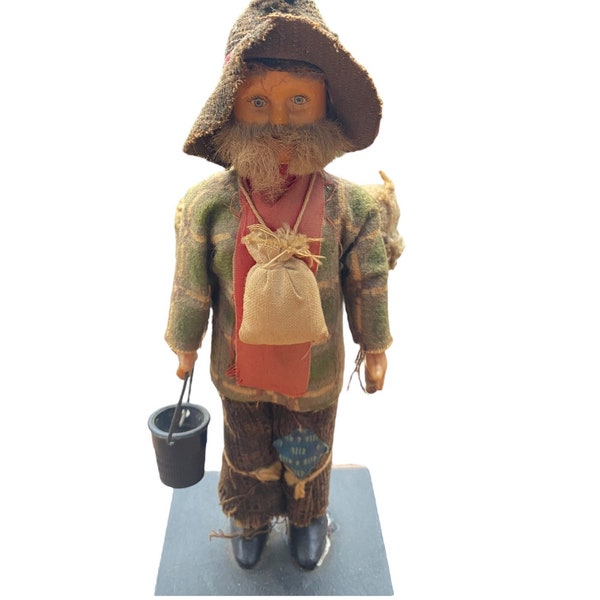 Vintage Folk Art SWAGMAN DOLL FIGURE Music Box, Handmade Australian Bush Travel Souvenir , Vintage Music Box , Unique Music Box,