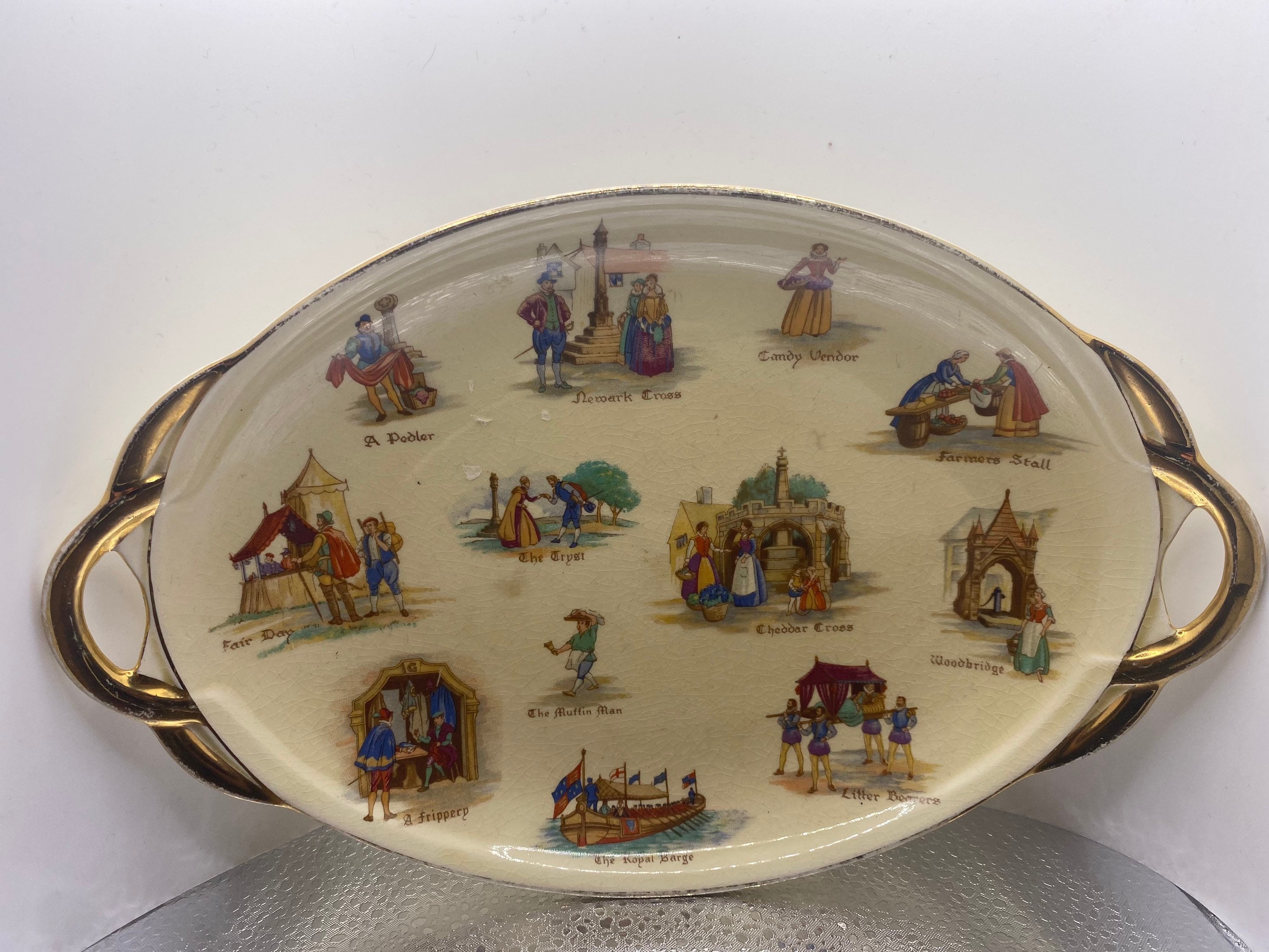 Royal Vinton Antique Tray with Handles , Masonic Gift , The Worshipful Master & Mrs- 1931 / Kitchen Tray / Service Tray Mother's Day gift