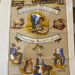Vintage Australian Tea Towel, Akcesoria kuchenne, Sztuka ścienna, Miłośnicy herbaty, Bawełniana ściereczka do herbaty