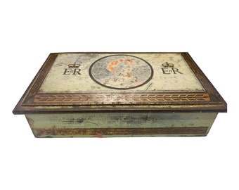 1953, Queen Elizabeth II, Coronation Tin. 6&quot; x 4&quot; x 1.5&quot; W.D & H.O Wells. Wild Woodbine, Mother&#39;s Day Gifts