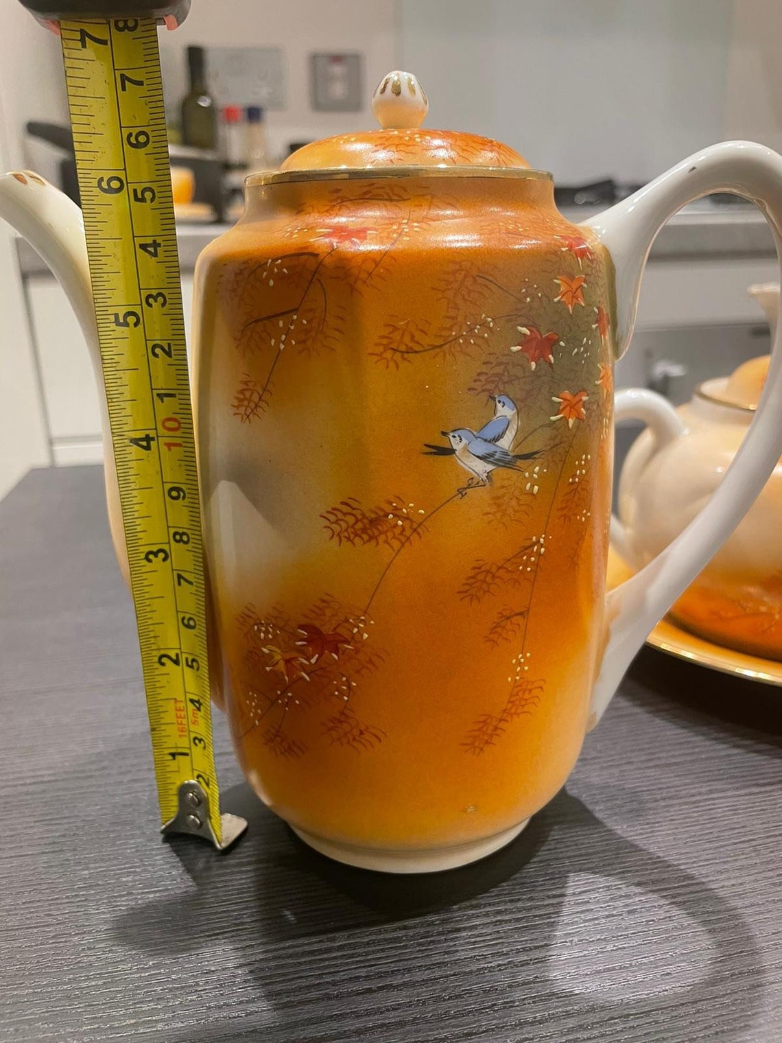 Vintage Japanese Lithophane Tea Set Teapot Sets , Teapot , Creamer and