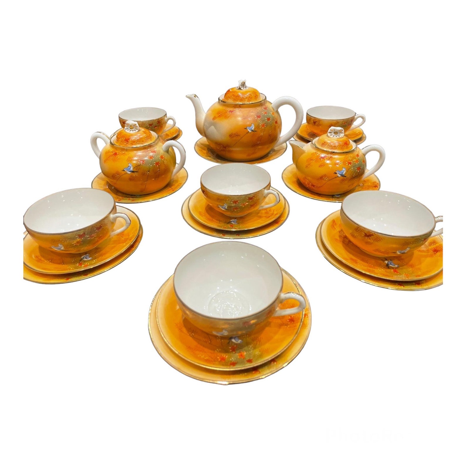 Vintage Large Japanese Lithophane Tea Set Teapot Sets , Teapot