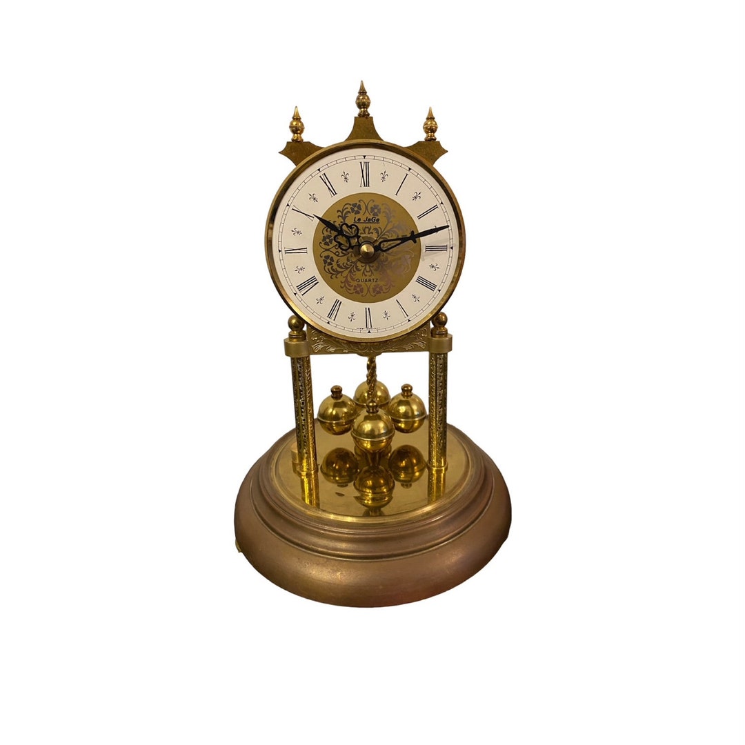 Vintage Anniversary Clock Glass Dome Clockvintage Table Etsy