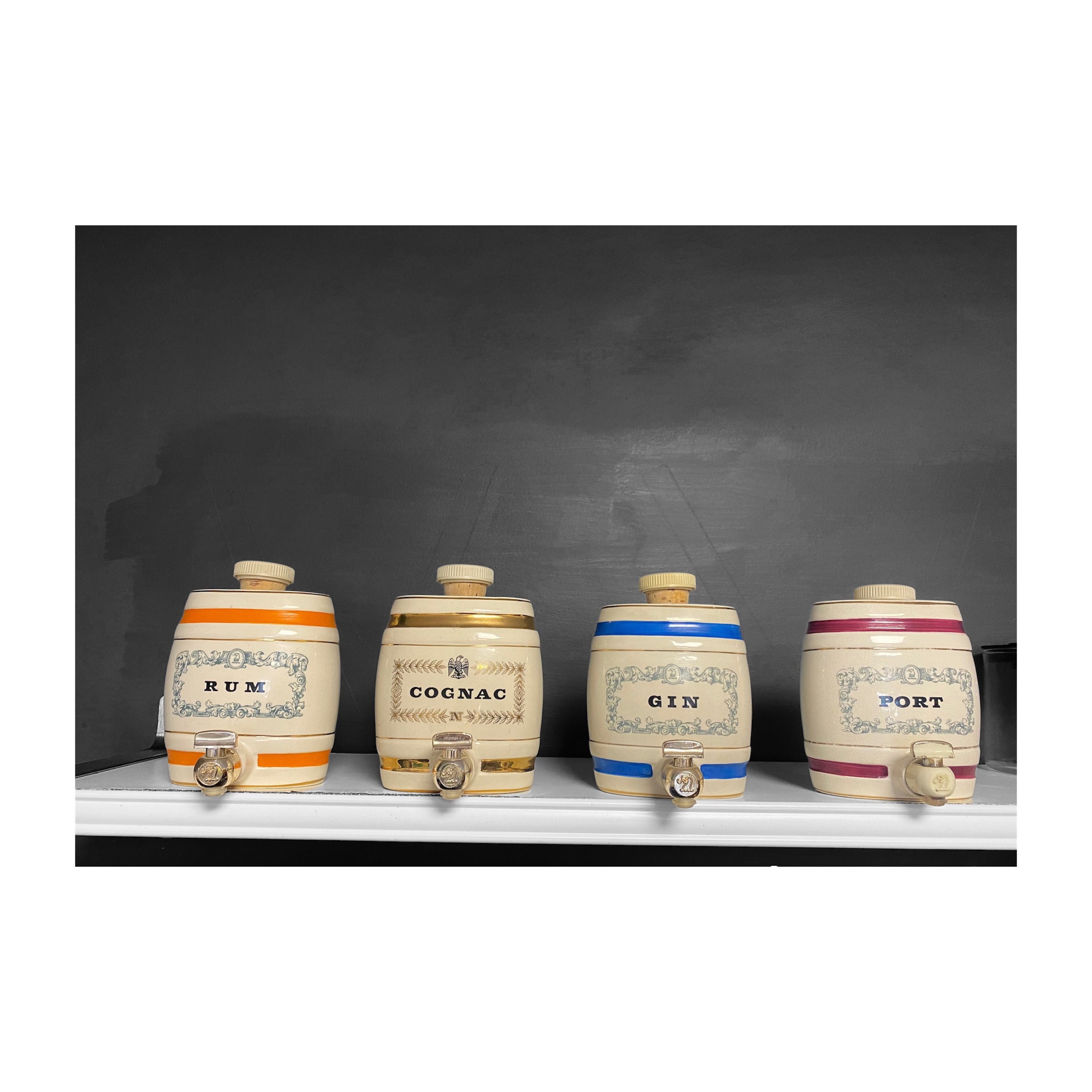 Set of Decanters Gin Rum Cognag and Port Barrel Etsy UK