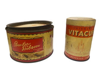 Vintage Tin-Barker & Dobson Choice Fruits + Vintage Coleman's Vitacup Tin - For Convalescence-Confectioner/Tin Box/Metal Box, Mothers Day