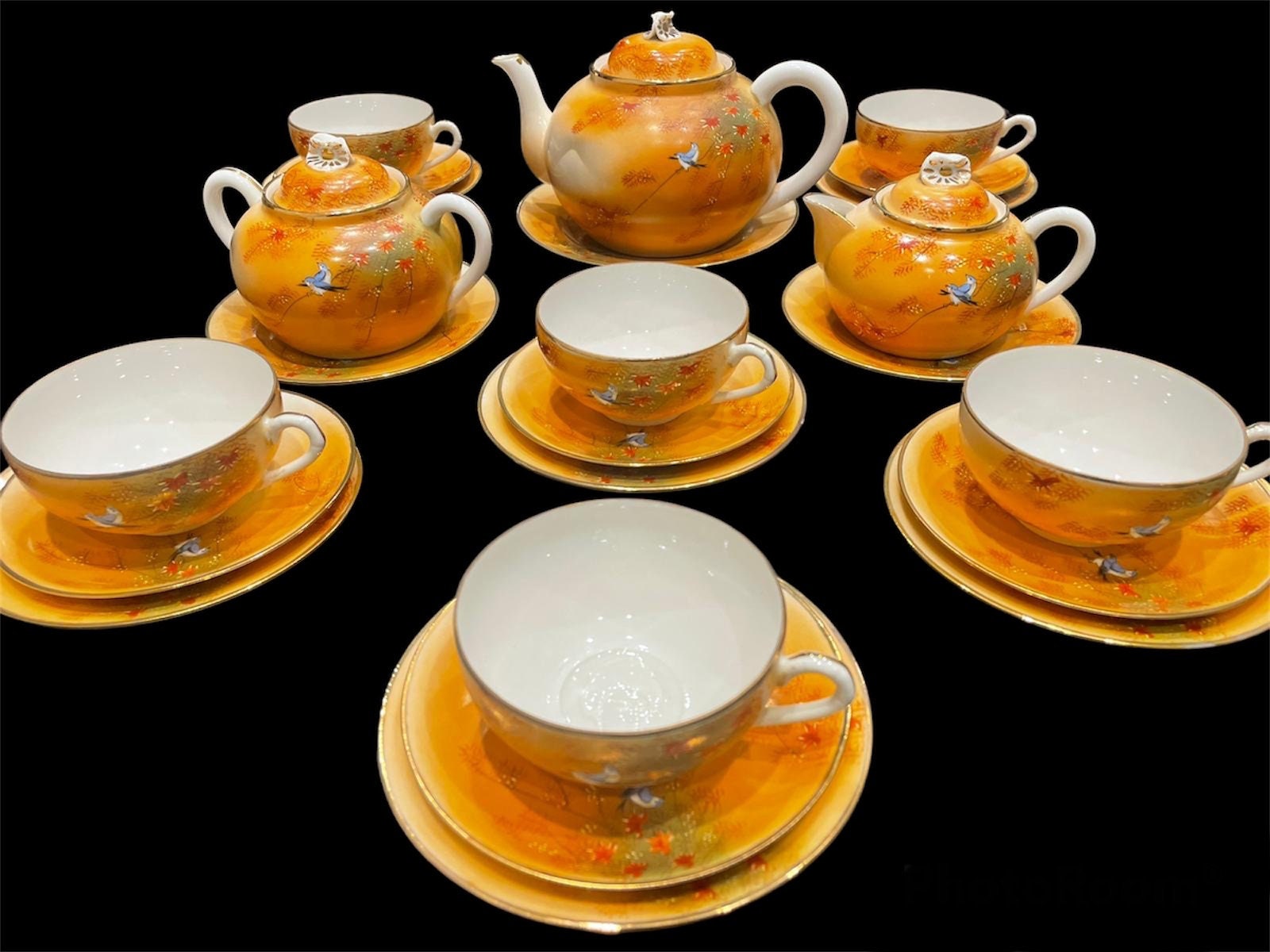 Vintage Large Japanese Lithophane Tea Set Teapot Sets , Teapot