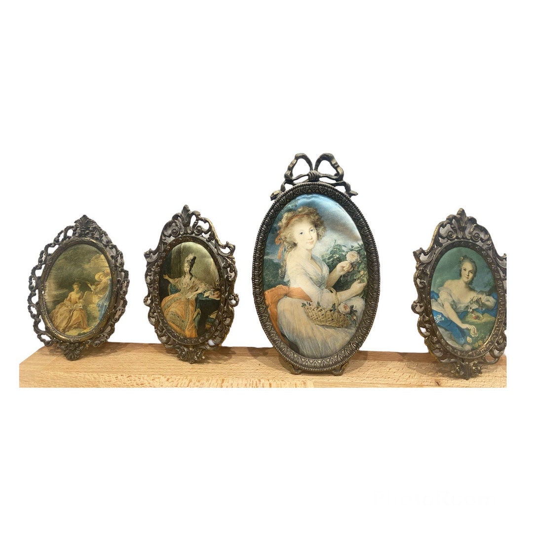 4 Pictures Brass Frame Wall Decoration Brass Oval Vintagepicture