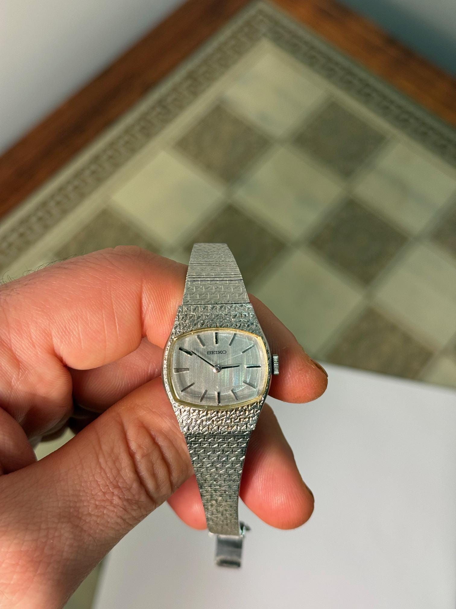 Vintage 1970s Rare Seiko 11-0054 Silver Tone Cocktail Watch