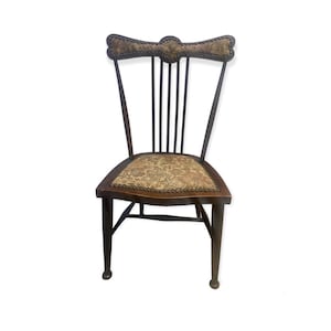 Kleiner seltener Jugendstil Mahagoni gepolsterter Windsor Stuhl, antiker Beistellstuhl für das Schlafzimmer, Geschenk zum Muttertag