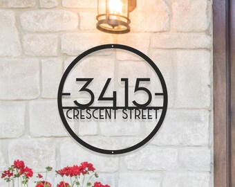 Round House Numbers Metal Address Sign Modern Gift for New Home Large Numbers Black