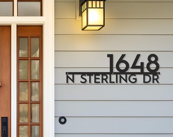 Modern House Numbers Sign Metal Address Plaque