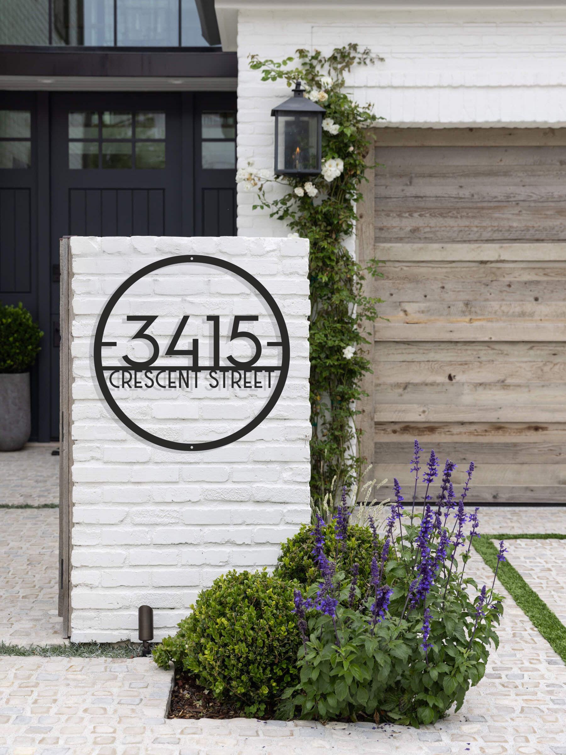 Round Metal Address Sign Round House Numbers Metal Address Sign Modern Gift for New Home Large ...
