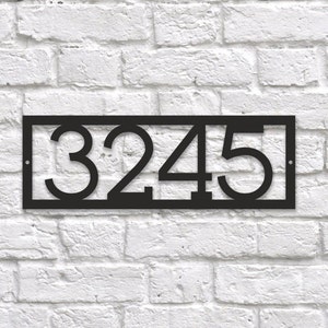 Large house numbers horizontal Modern address plaque House number sign Metal address sign Door number Rectangle address plaque