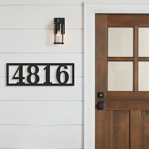 Large house numbers horizontal Modern address plaque House number sign Metal address sign Door number Rectangle address plaque