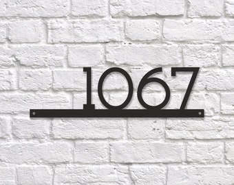Large house numbers horizontal Modern House number sign Metal address plaque Door number Custom metal sign