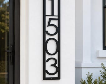 Vertical Address Sign, Modern House numbers, Custom Metal Address Plaque