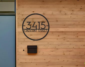House Number Modern Metal Address Sign Round Metal Address Number Black Custom Numbers