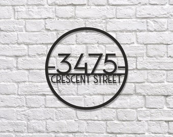 Custom Metal House Number Sign, Round Address Plaque