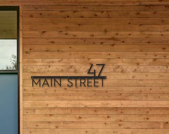 Metal house numbers large: Personalized address plaque modern