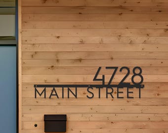 Metal house numbers large: Personalized address plaque modern