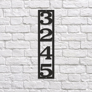 Large house numbers vertical Metal address plaque for house Modern address sign Customized metal sign Vertical House number plaque