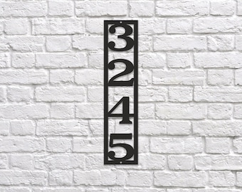 Large house numbers vertical Metal address plaque for house Modern address sign Customized metal sign Vertical House number plaque