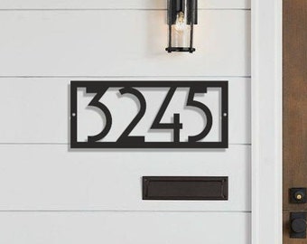Modern Metal House Number Sign, Horizontal Address Plaque