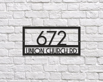 Large Metal House Number Sign, Rectangle Street Name Address Plaque