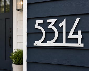 Midcentury Modern Metal Address Sign, Large House Numbers Plaque