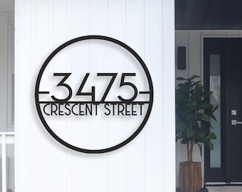 Large House Numbers Modern Address Sign Round Metal Number for New Home Gift