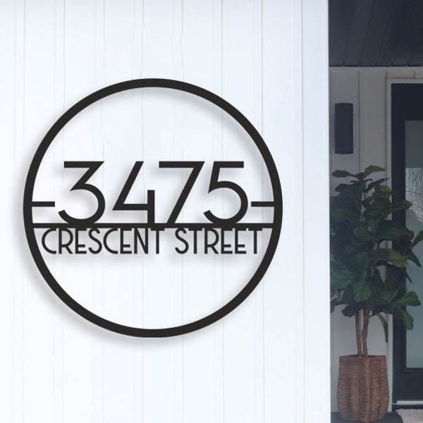Large House Numbers Modern Address Sign Round Metal Number for New Home Gift