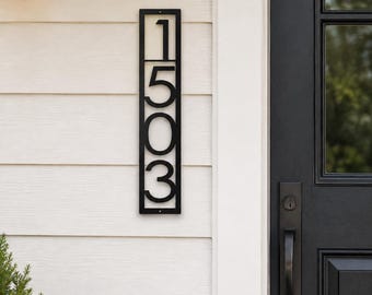 Vertical Metal House Numbers, Modern Address Plaque, Custom Front Door Sign