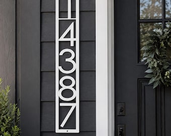 White House Number Vertical, Metal Address Plaque, Custom Outdoor Address Numbers, Modern Front Door Number Sign