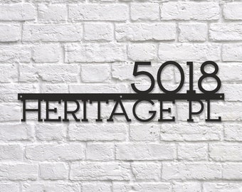 Modern Metal House Number Sign, Custom Address Plaque