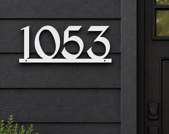 White Modern House Numbers, Metal Address Plaque, Custom House Number Sign