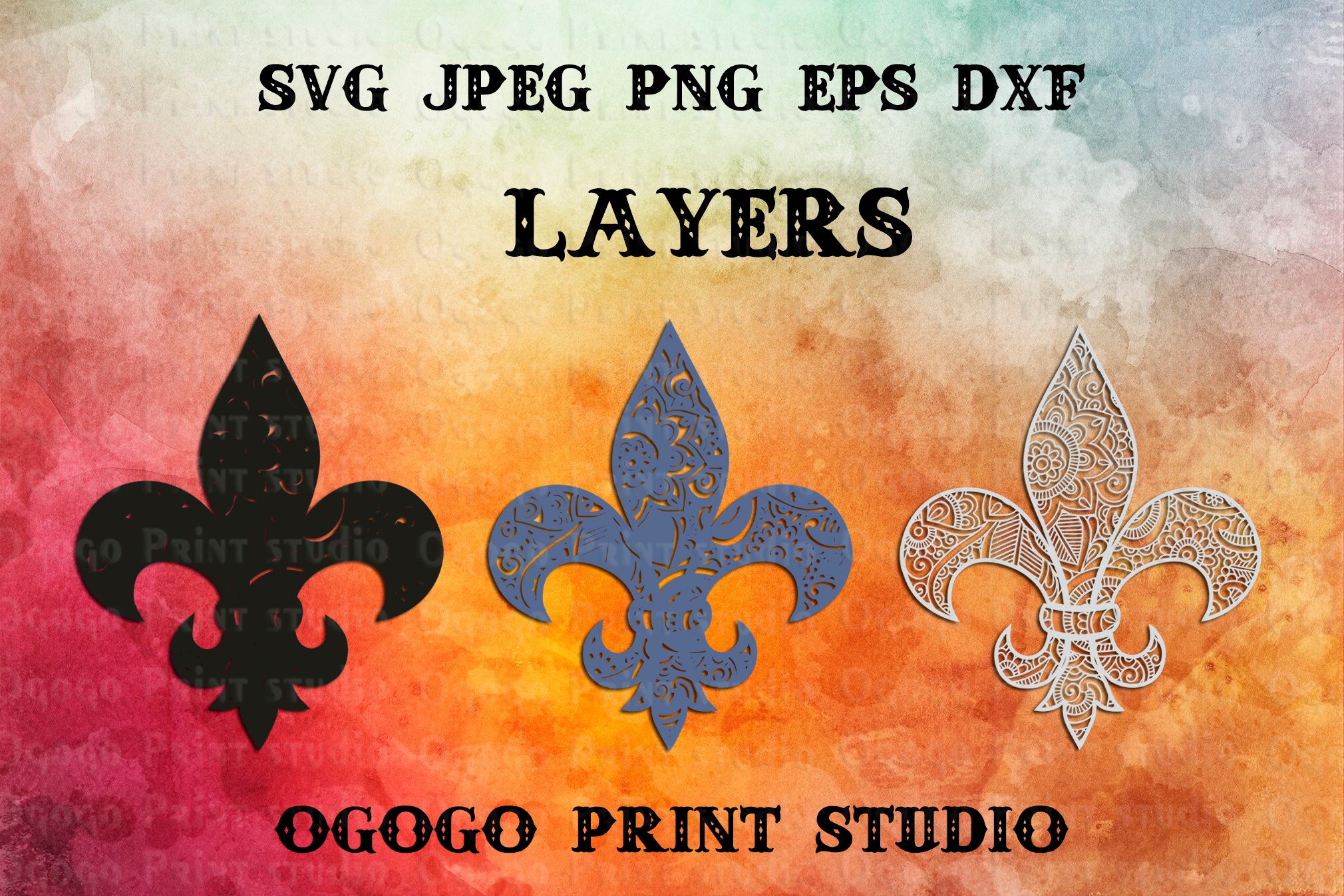 Download 3D Layered Fleur de lis Svg Mandala Svg Zentangle SVG | Etsy