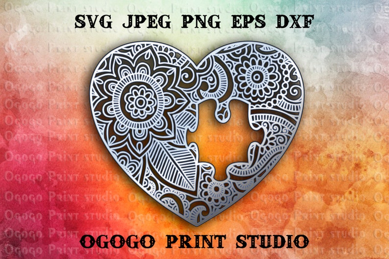 Download 3d Layered Love Svg Autism Svg Mandala Svg Zentangle Svg Etsy