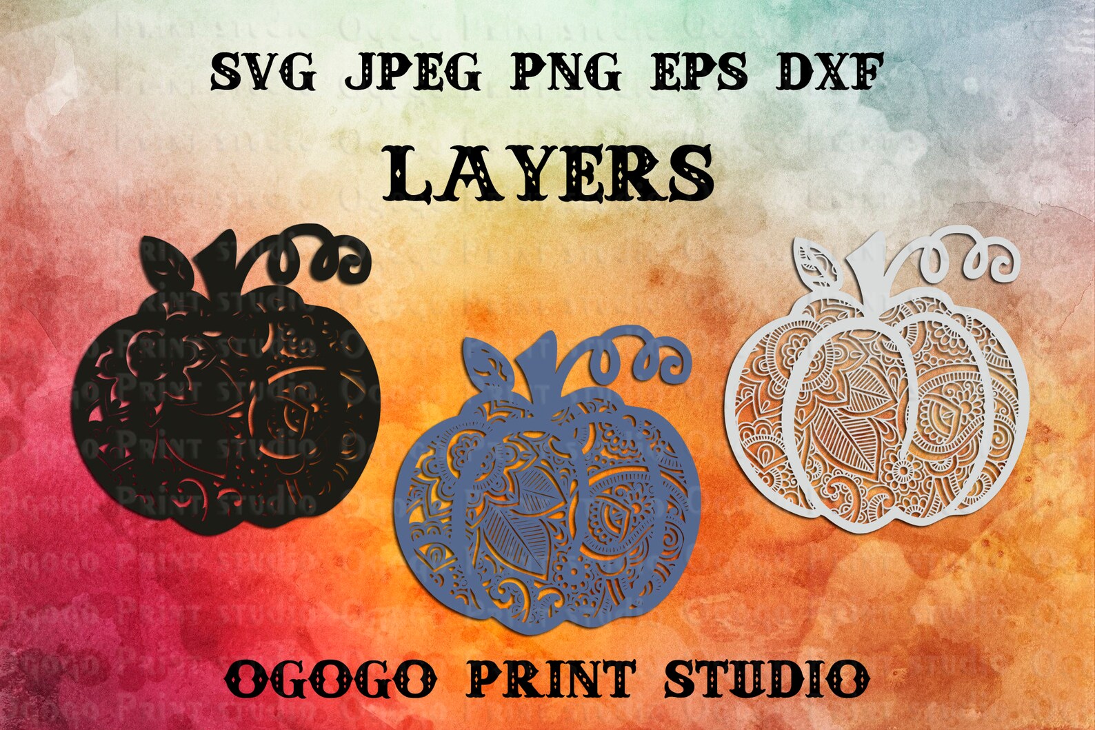 Download 3D Layered Pumpkin Svg Halloween Svg Mandala Svg Zentangle ...