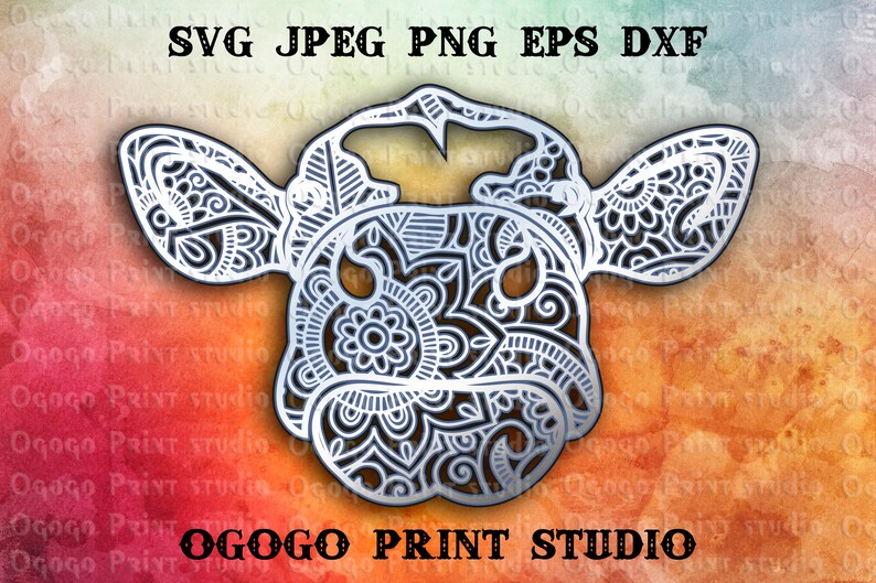 Download 3D Layered Cow Svg Mandala Svg Zentangle SVG Holstein ...