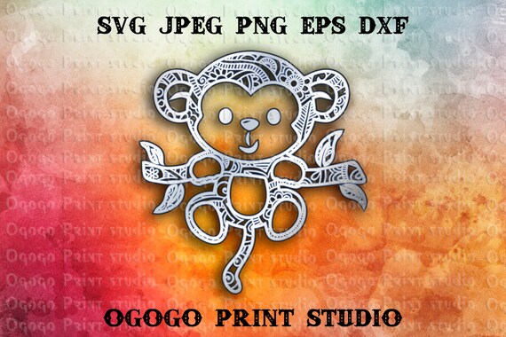 Download 3d Layered Monkey Svg Mandala Svg Zentangle Svg Animal Svg Etsy