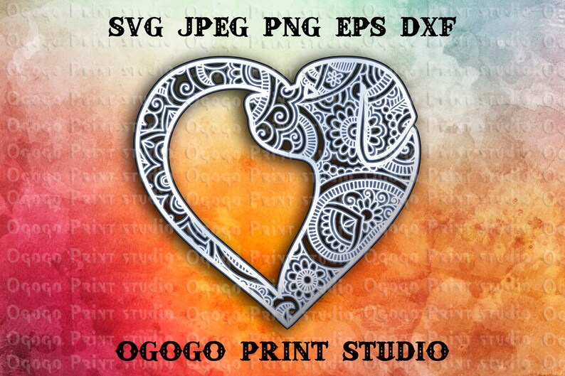 3d Layered Dog Heart Svg Mandala Svg Zentangle Svg Pet Etsy