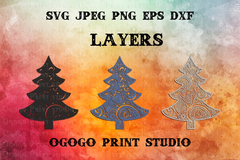Download 3D Layered Christmas tree Svg Mandala Svg Zentangle SVG | Etsy