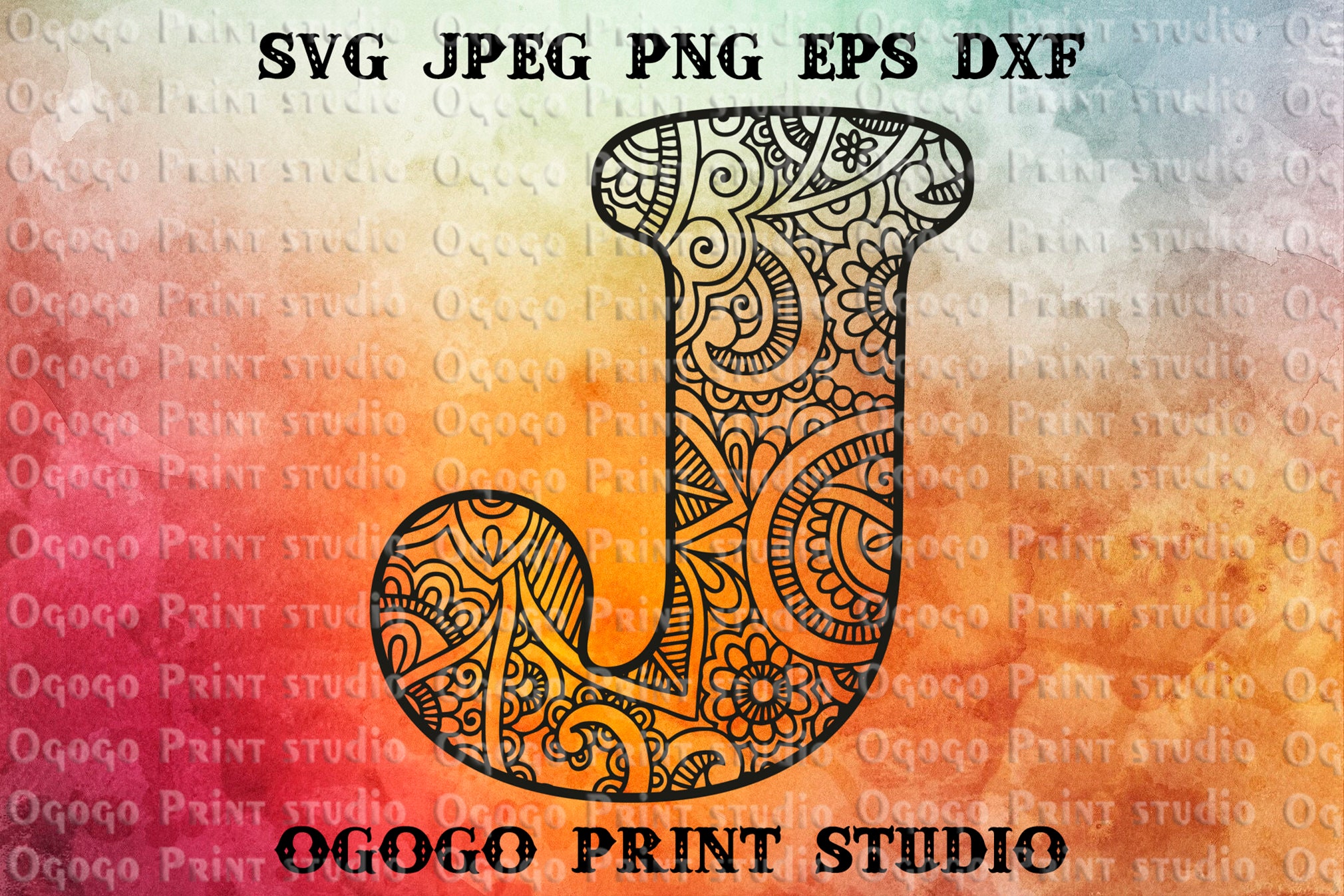 Download Letter J Svg Mandala Svg Zentangle SVG Laser cut CNC | Etsy