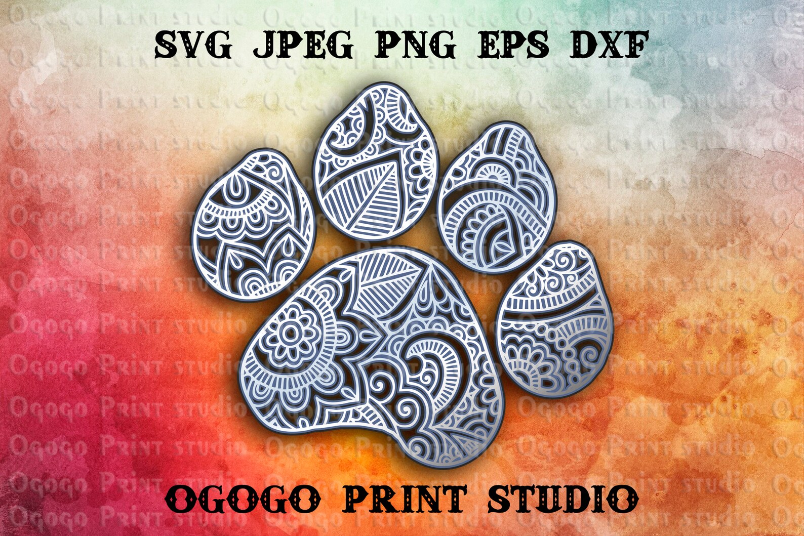 Download 3D Layered Dog Paw svg Mandala Svg Zentangle SVG Cricut | Etsy