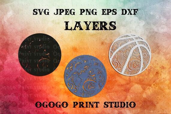 Download 3d Layered Basketball Svg Mandala Svg Zentangle Svg Sport Etsy