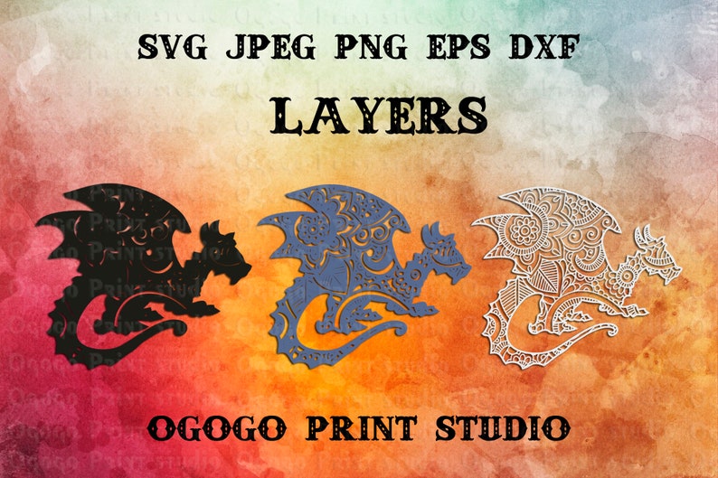 Download 3D Layered Dragon Svg Mandala Svg Zentangle SVG Animal Svg ...