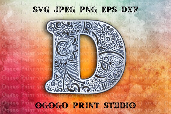Download 3d Letter D Layered Mandala Svg Zentangle Svg Monogram Svg Etsy