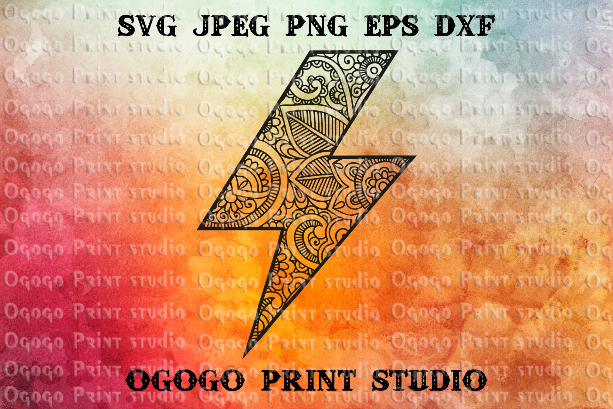 Lightning Bolt Svg Mandala Svg Zentangle SVG Cricut Svg Etsy