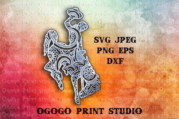 Download 3d Layered Wyoming Bucking Horse Svg Mandala Svg Zentangle Etsy